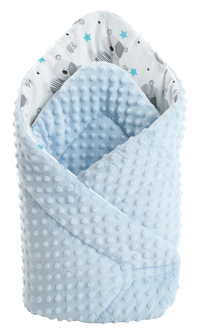 Medi Partners, Teddy, paturica - sistem de infasat pentru bebelusi, minky, albastru deschis