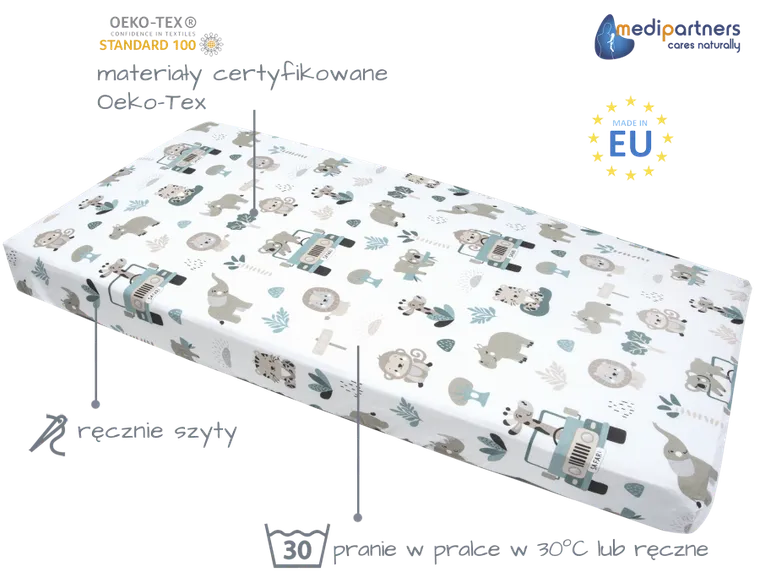 Medi Partners, Zoo, cearceaf cu elastic, 120-60 cm