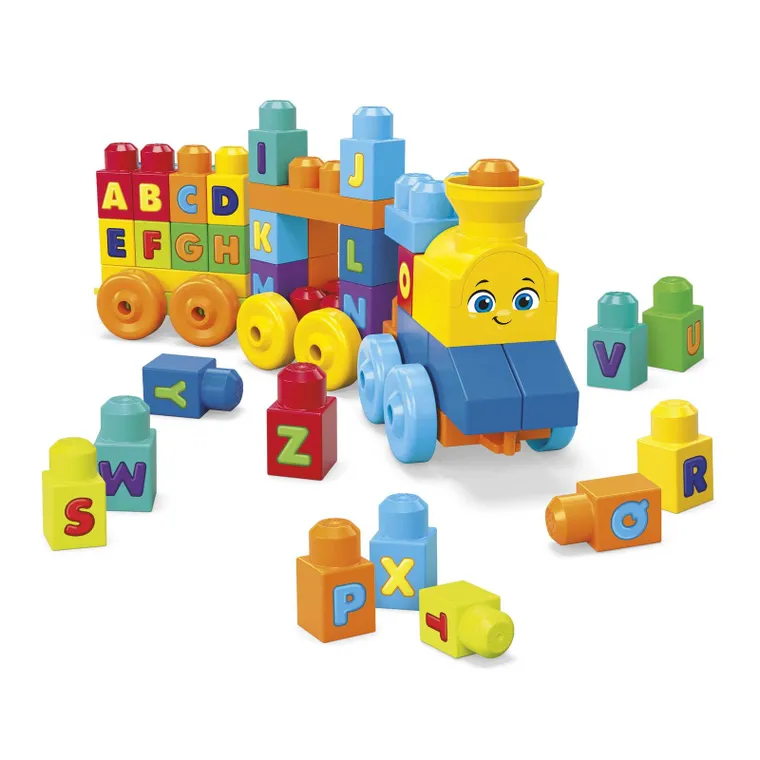 Mega Bloks, Trenul muzical ABC, set de constructie, 50 piese