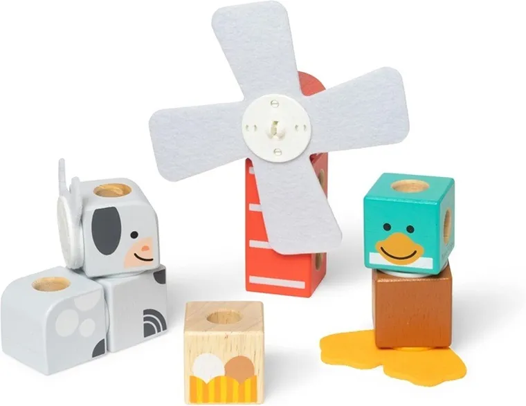 Melissa & Doug, Blockables, La ferma, cuburi din lemn, 16 piese