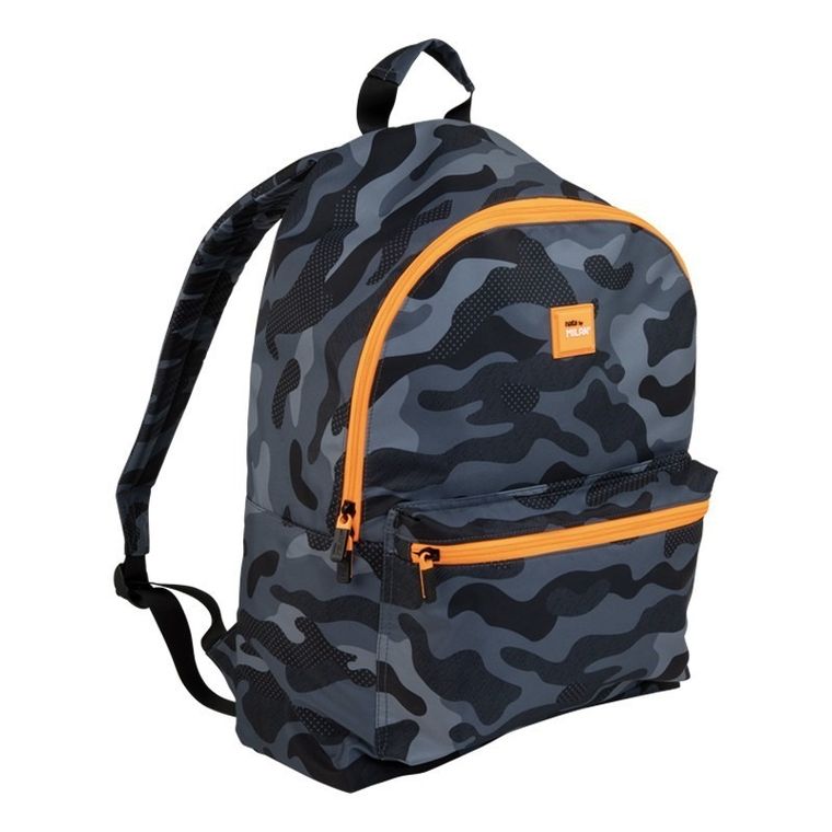 Milan, Black Camouflage, rucsac pentru scoala, negru-portocaliu