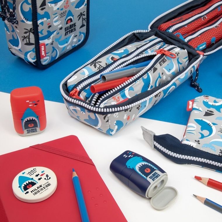 Milan, Shark Attack, penar mini, fara rechizite scolare, rosu