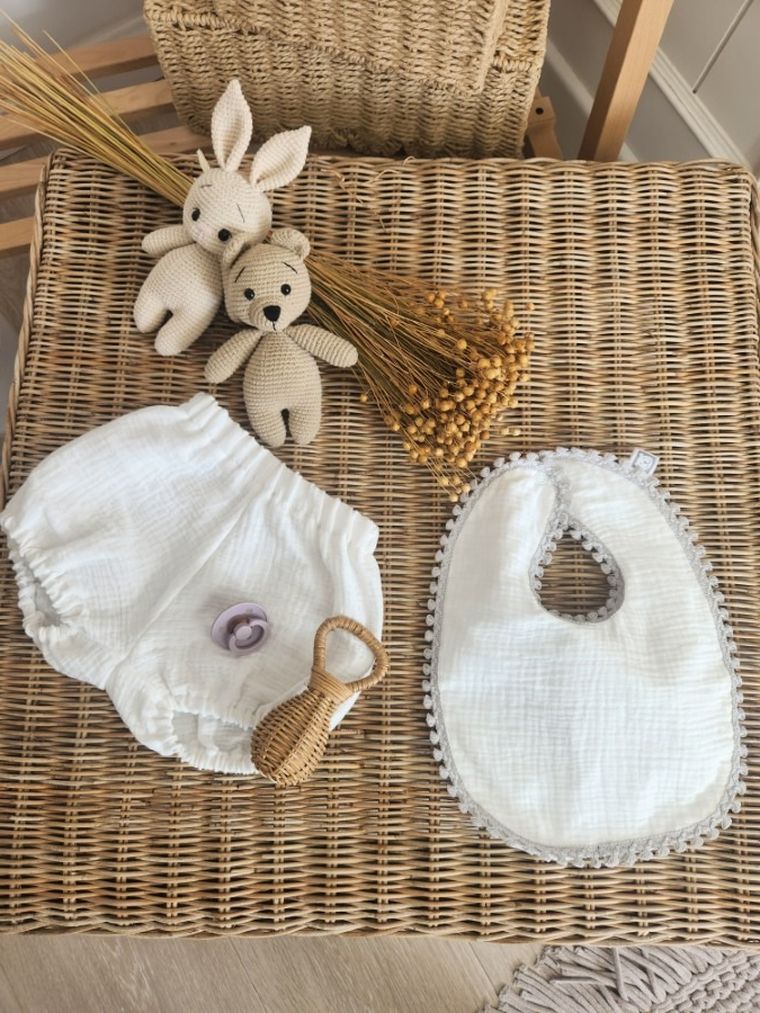 MimiNu, bloomers din muselina, crema, marime S, 0-1 ani