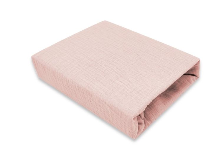 MimiNu, cearceaf cu elastic pentru gondola, cos Moses, muselina, roz, 35-80 cm