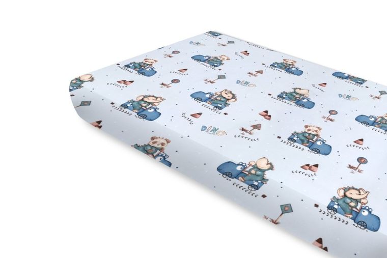 MimiNu, Dinozauri in masini, cearceaf cu elastic, 160-80 cm