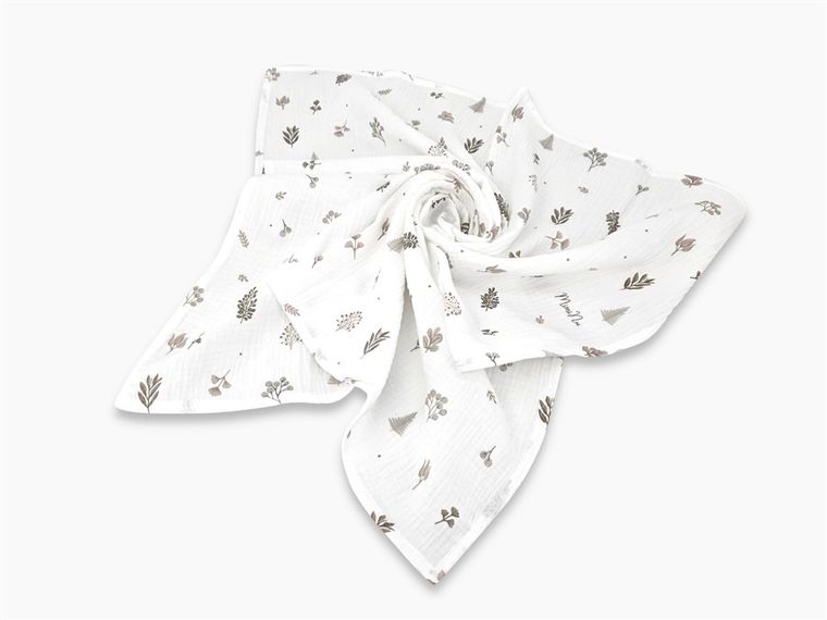 MimiNu, Duo, scutec din muselina, frunze bej, 75-75 cm, 2 buc.