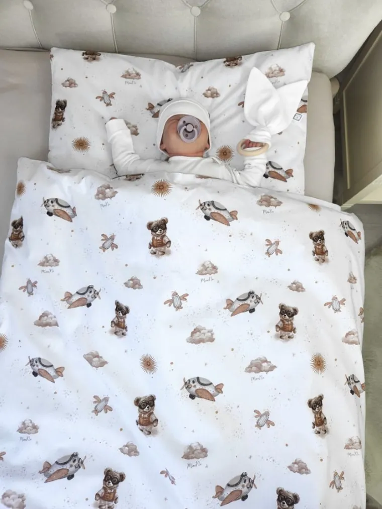 MimiNu, Duo, Ursuleti, fata de perna, bej, 60-40 cm, 2 buc.