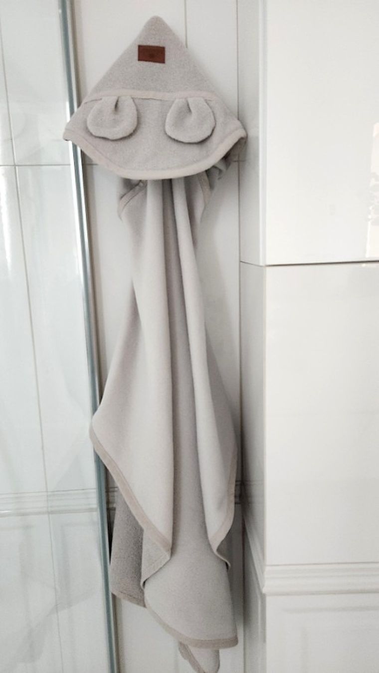 MimiNu, Junior, halat de baie cu gluga, termofrotte, 85-120 cm, crema