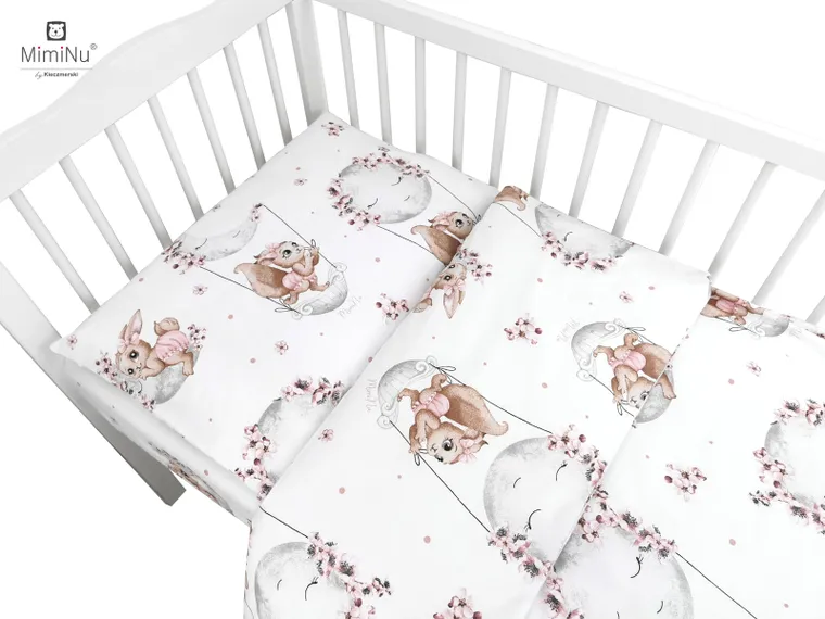 MimiNu, Lili, set lenjerie de pat 3 piese, roz, 120-90 cm