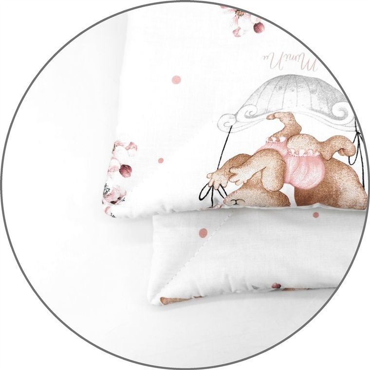 MimiNu, Lili, set lenjerie de pat single cu umplutura, roz, 120-90 cm