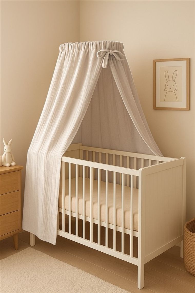 MimiNu, Muselina Premium, baldachin pentru patut, crema, 220-145 cm