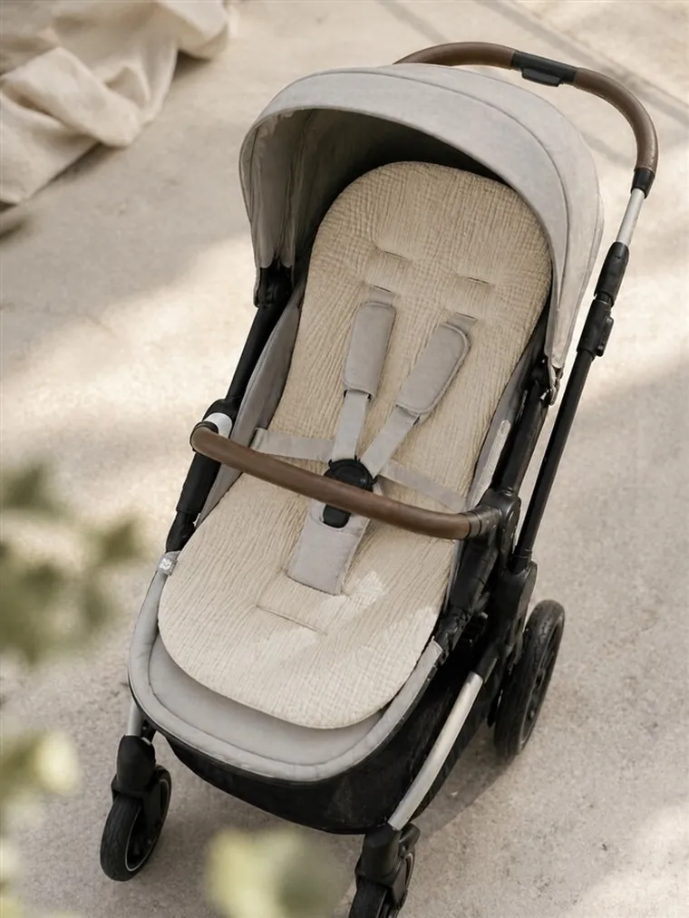 MimiNu, Muselina, saltea suplimentara pentru carucior, bumbac, bej, 35-70 cm