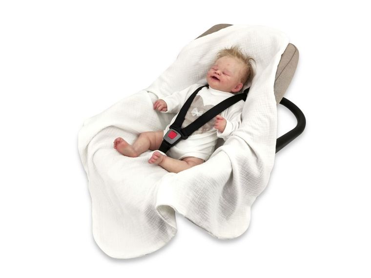 MimiNu, patura din muselina, culoare crem, 80-80 cm