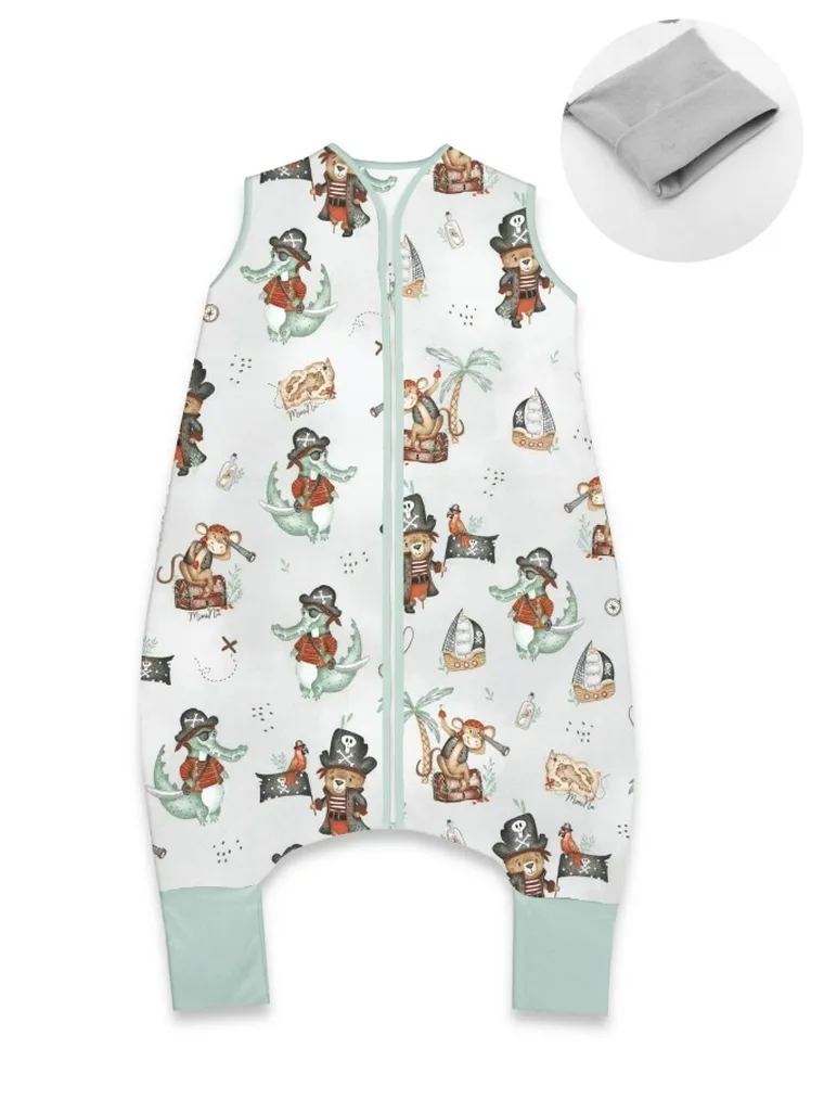 MimiNu, Pirati, natural, sac de dormit cu picioare, calduros, TOG 2.5, marime S, 1-2,5 ani