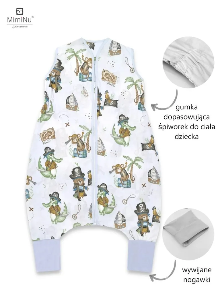 MimiNu, Pirati, sac de dormit de vara cu picioare, marime S, TOG 0.5, 1-2,5 ani, albastru