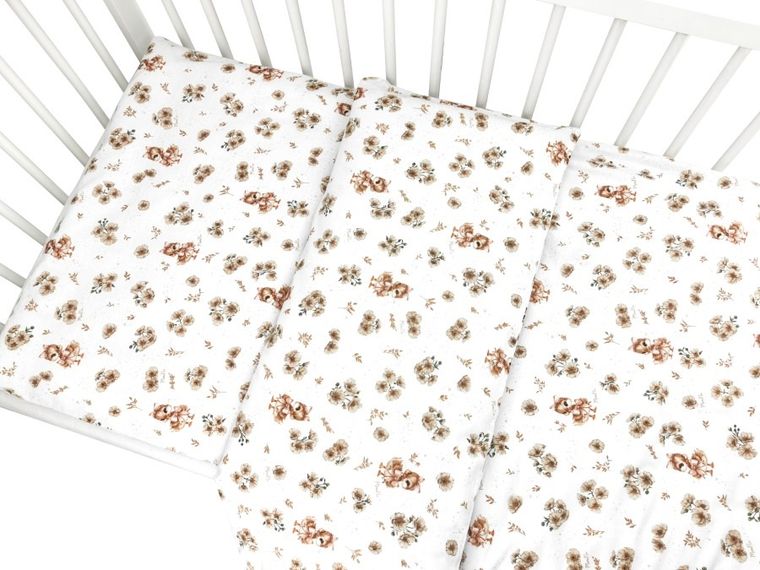 MimiNu, Rate, set lenjerie de pat single, bumbac, bej, 120-90 cm