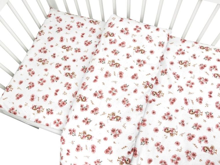 MimiNu, Rate, set lenjerie de pat single, bumbac, roz, 120-90 cm