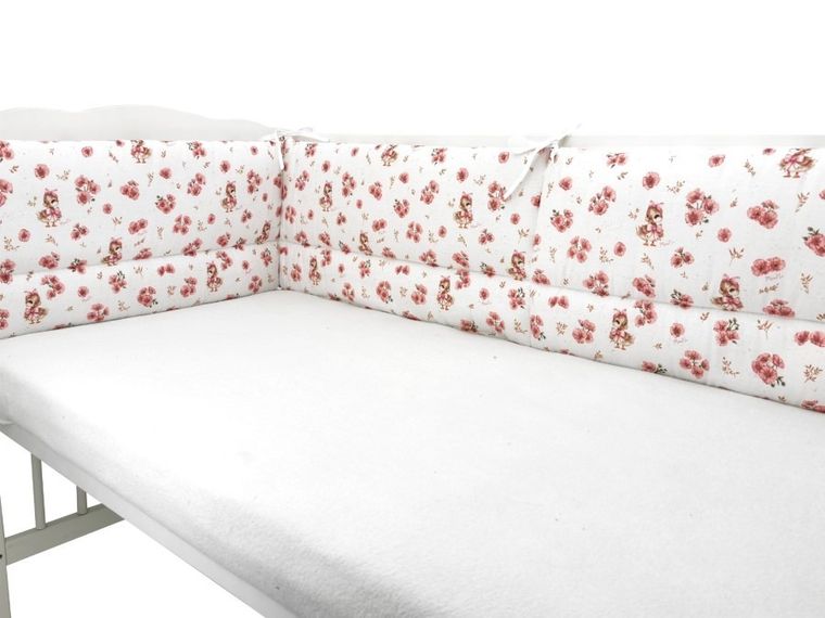 MimiNu, Ratuci, aparatori pentru patut din bumbac, 180-30 cm, roz