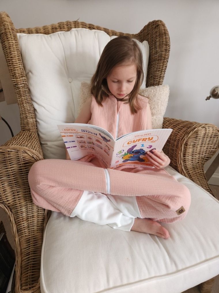 MimiNu, sac de dormit cu picioare, muselina, TOG 1.5-1.75, marime S, 1-2,5 ani, roz