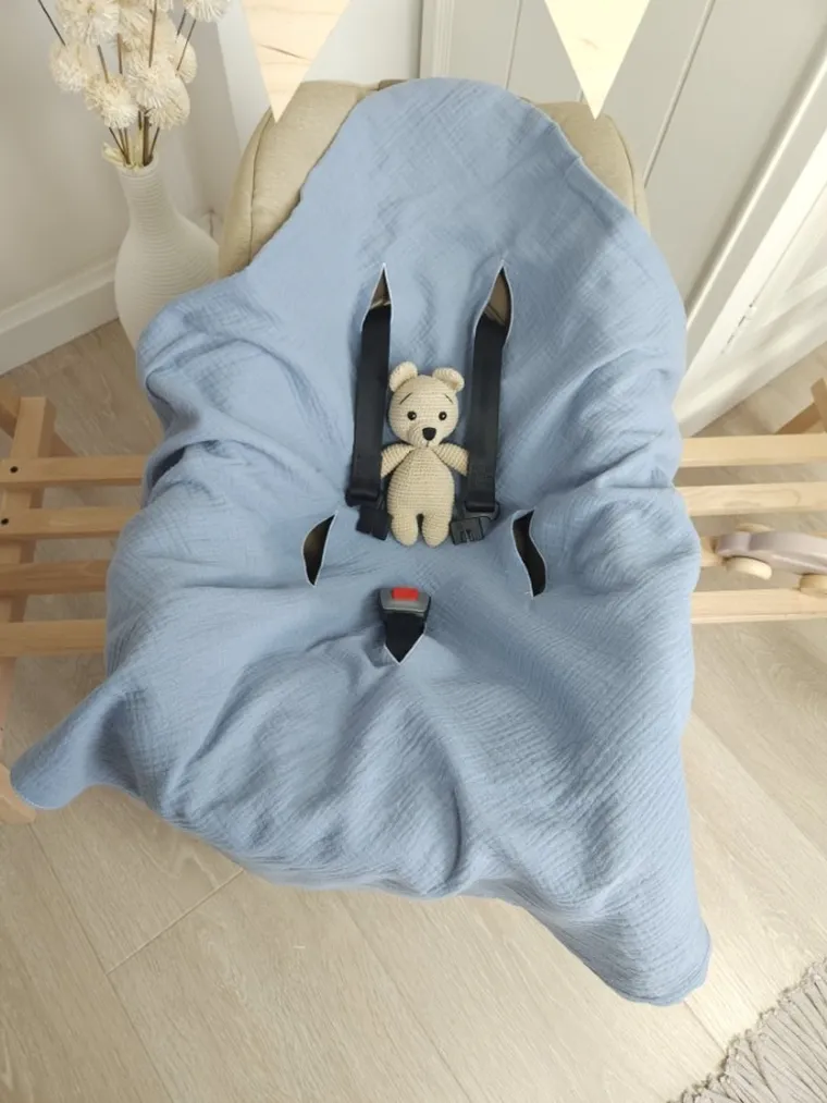 MimiNu, scutec din muselina, denim, 75-75 cm