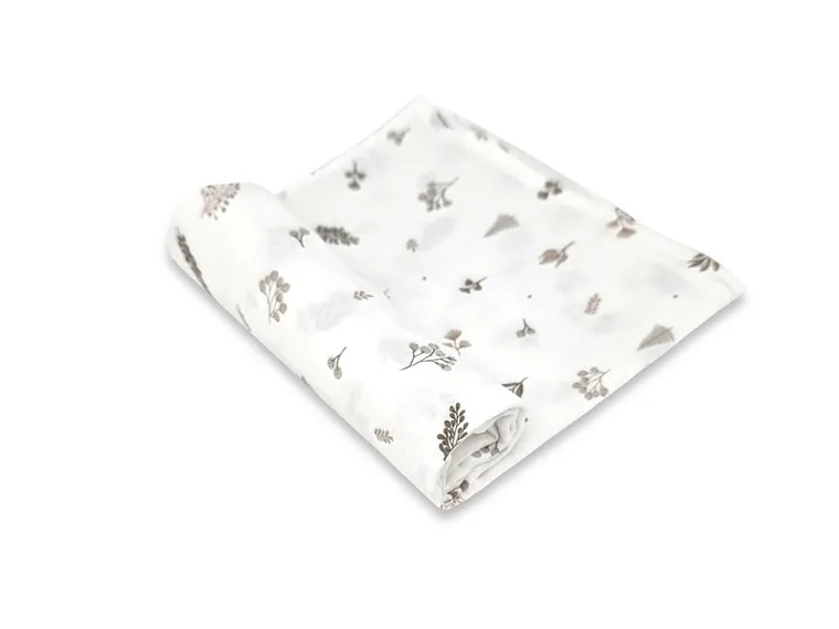 MimiNu, scutec din muselina, frunze bej, 120-120 cm