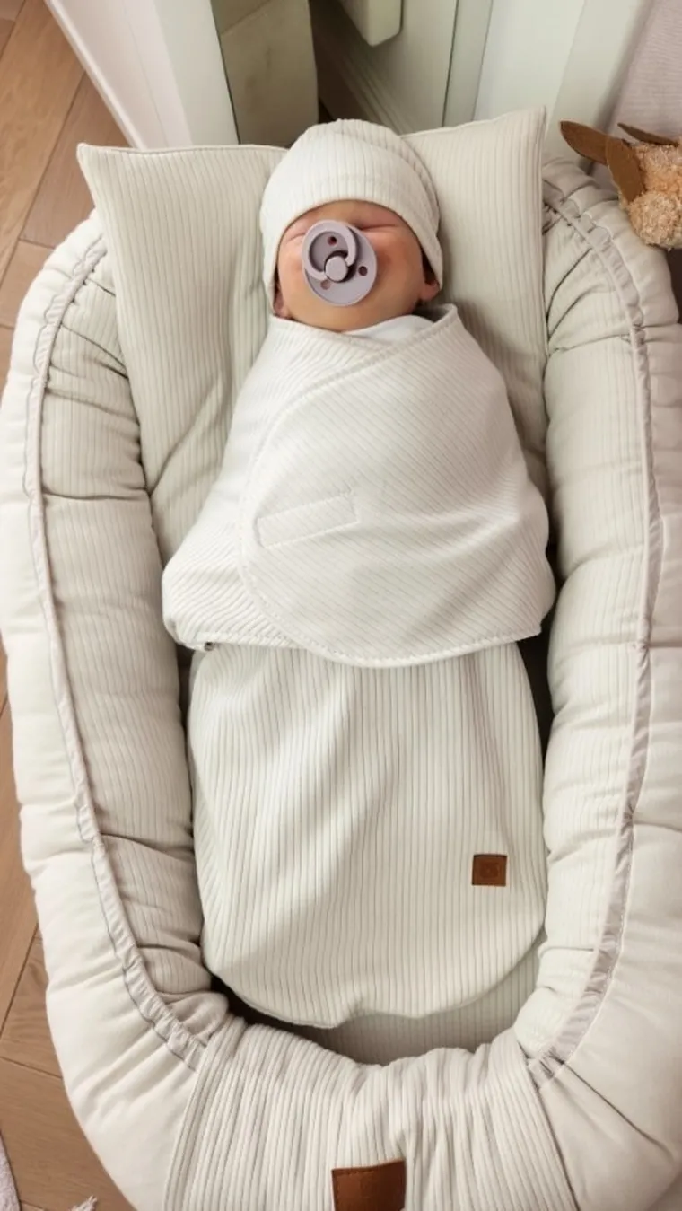 MimiNu, Soft, Leo, set: sac de dormit + caciula pentru bebelusi, TOG 0.5, marime 62, 0-3 luni, bej