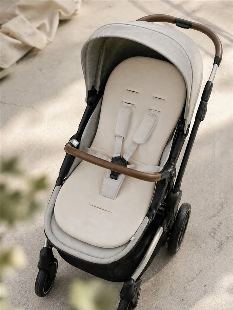 MimiNu, Soft, saltea suplimentara pentru carucior, bumbac interlock, bej, 35-70 cm