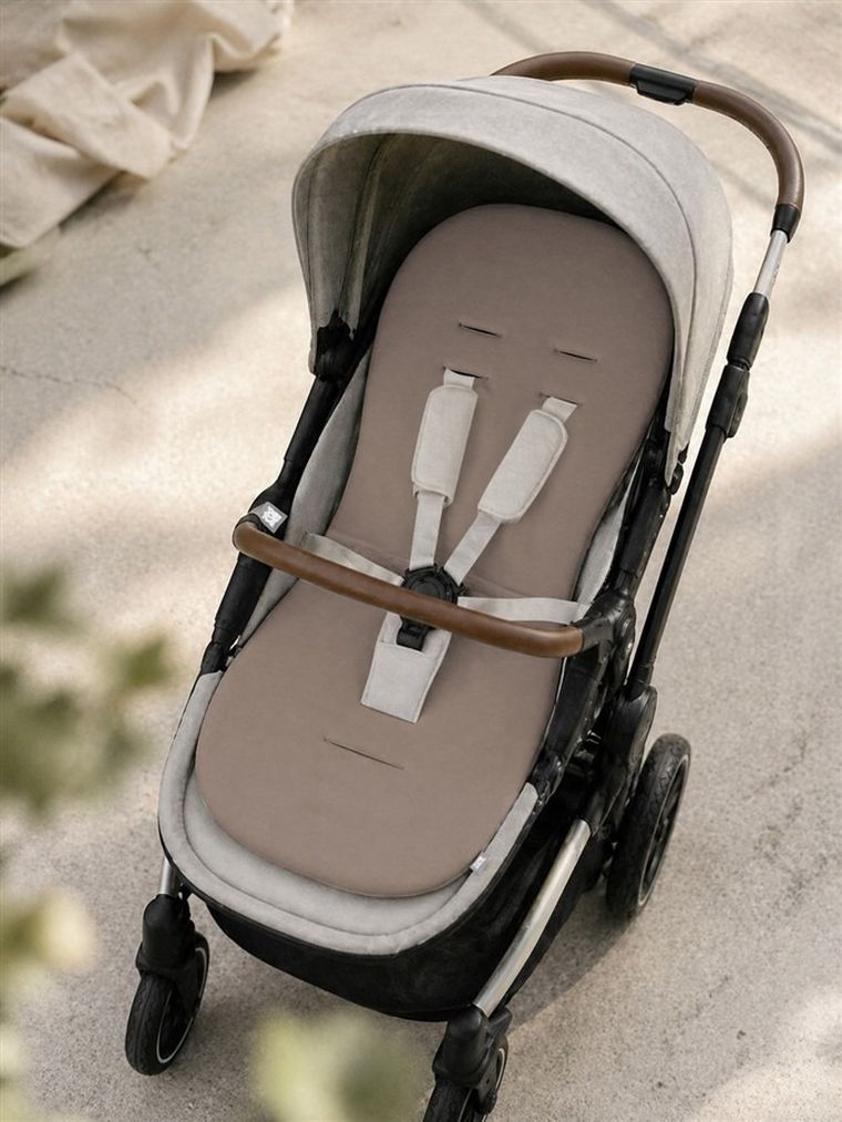 MimiNu, Soft, saltea suplimentara pentru carucior, bumbac interlock, mokka, 35-70 cm