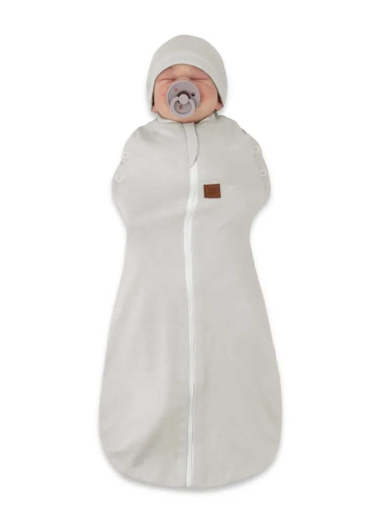 MimiNu, Soft, Teddy, set: sac de dormit + caciula pentru bebelusi, TOG 0.5, marime 62, 0-3 luni, gri