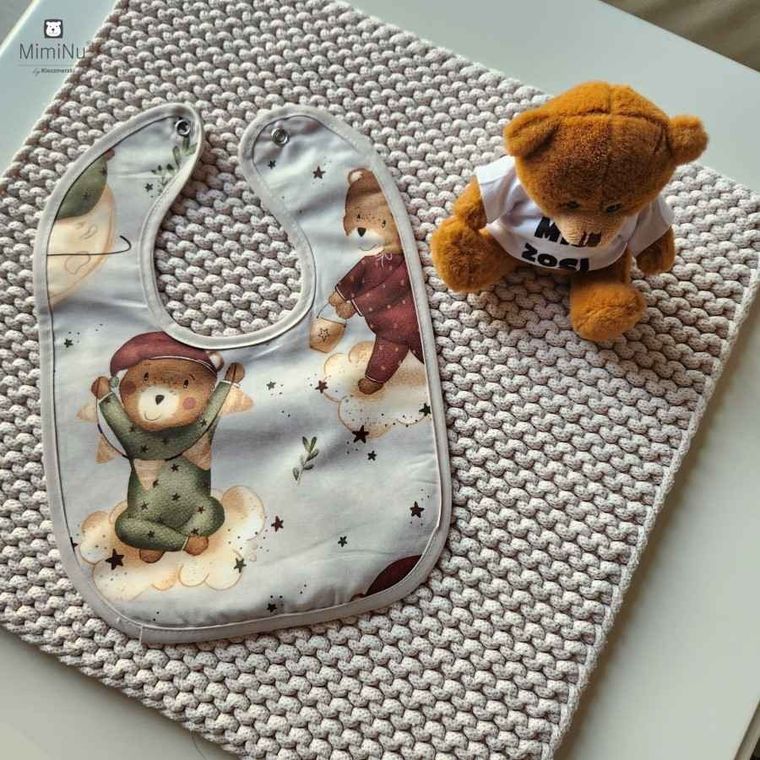 MimiNu, Ursulet pe luna, baveta impermeabila, 3 buc.