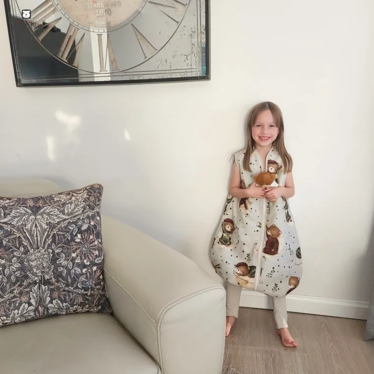 MimiNu, Ursulet pe luna, sac de dormit cu picioare, calduros, TOG 2.5, marime M, 2-6 ani