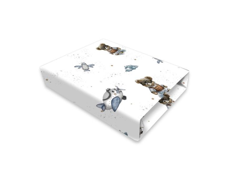 MimiNu, Ursuleti, cearceaf pentru gondola/cos de Moses, cu elastic, albastru, 35-80 cm