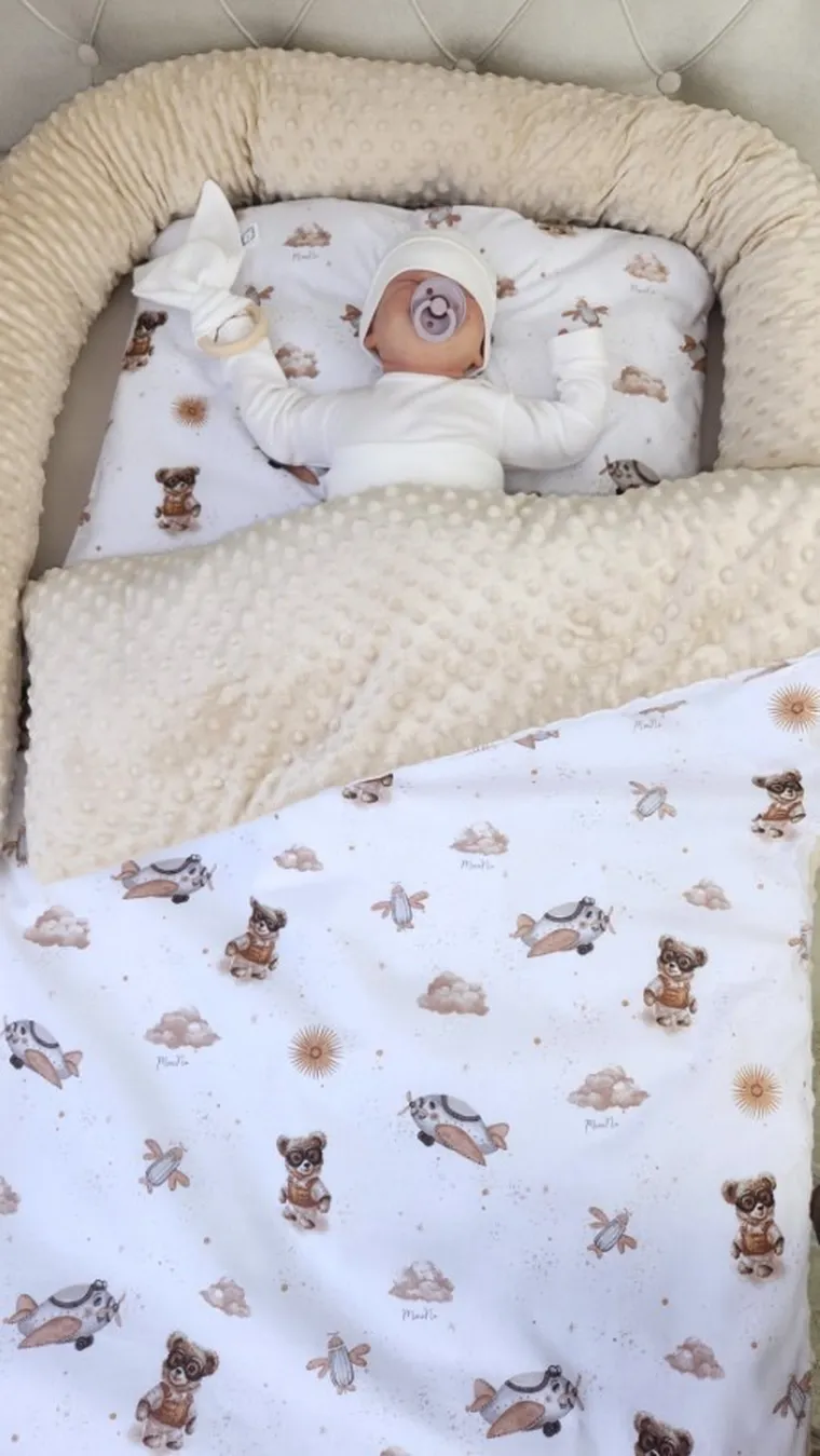 MimiNu, Ursuleti, patura, minky, bej, 75-100 cm