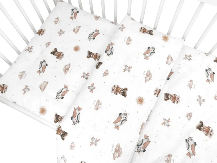 MimiNu, Ursuleti, set lenjerie de pat, single, bej, 135-100 cm