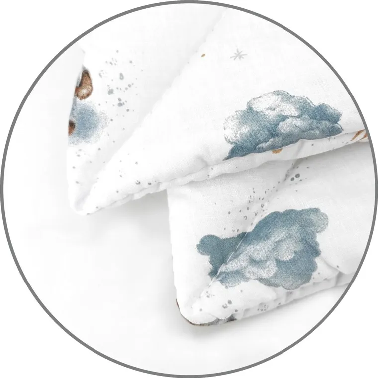 MimiNu, Ursuleti, set lenjerie de pat single cu umplutura, albastru, 120-90 cm