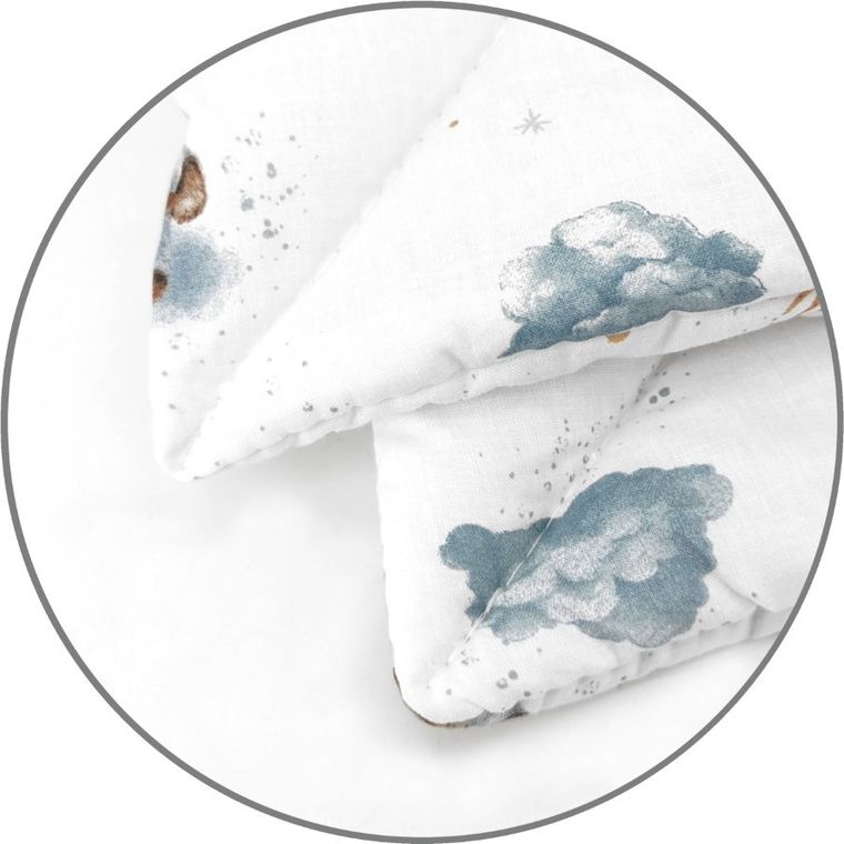 MimiNu, Ursuleti, set lenjerie de pat single cu umplutura, albastru, 135-100 cm