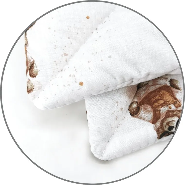 MimiNu, Ursuleti, set lenjerie de pat single cu umplutura, bej, 135-100 cm