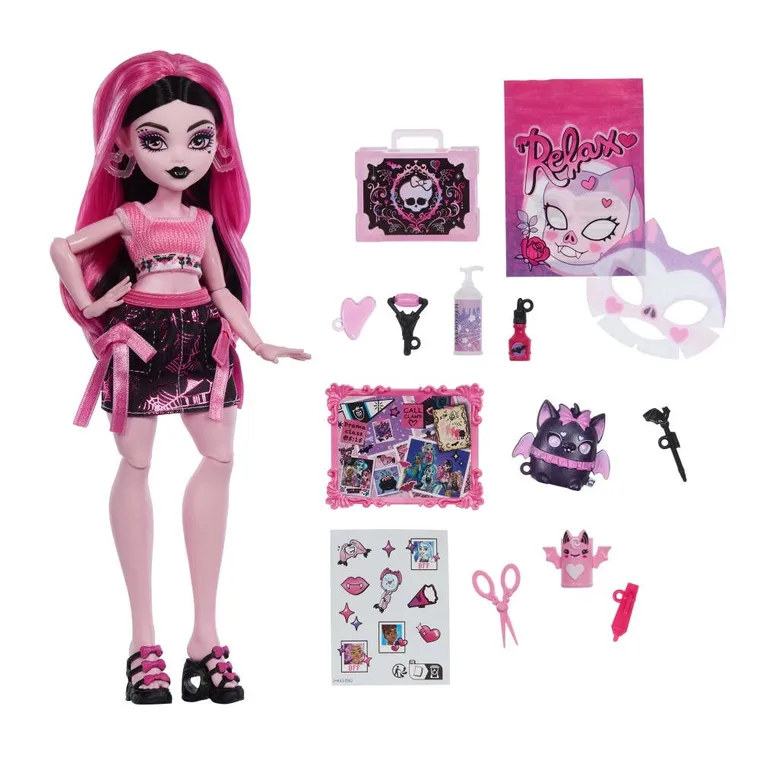 Monster High, Self-Scare Secrets, Draculaura, set de joaca cu papusa si accesorii