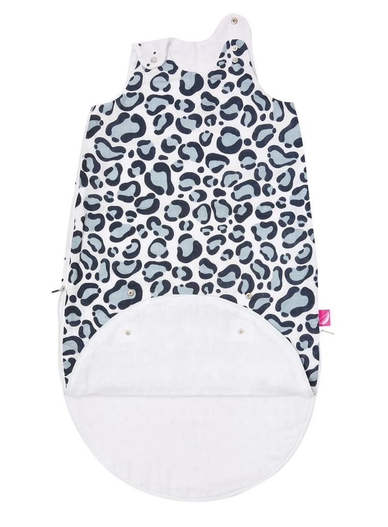 Motherhood, Zip-A-Round Sac de dormit din muselina 2in1 (3-18 luni), Blue Leopardus