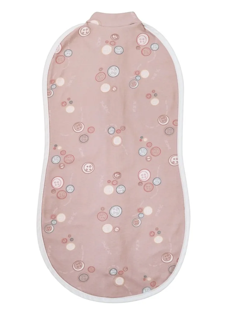 Motherhood, Zip&Swaddle, patura de infasat pentru bebelusi, nasturi roz, 2.5-5 kg