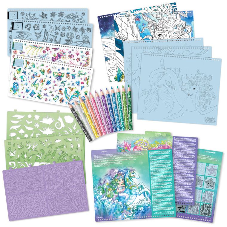 Nebulous Stars, Calutii Ariaz si Joyiaz, caiet de schite cu creioane colorate si stickere