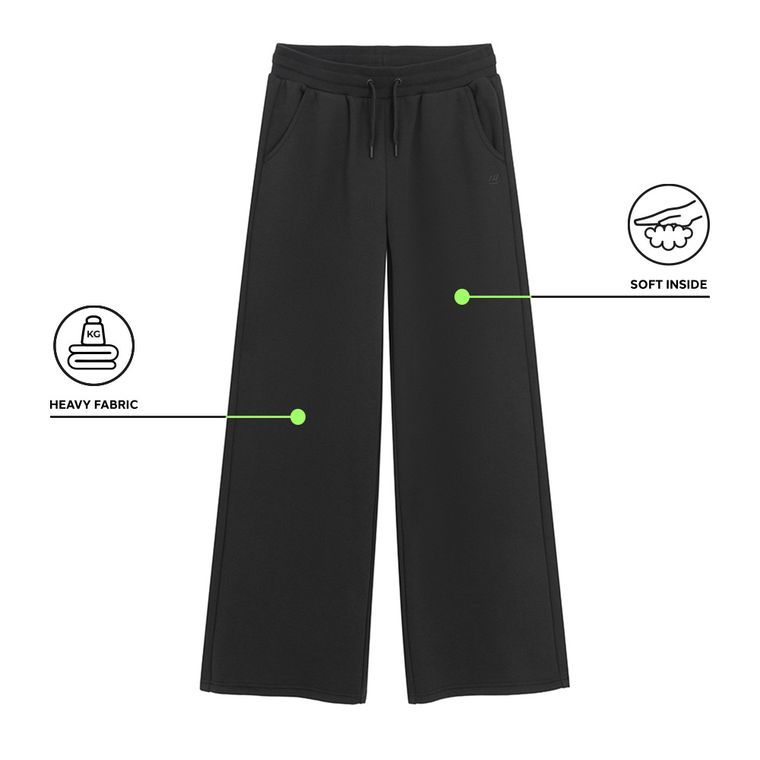Pantaloni de trening negri cu croiala larga NOWEAR