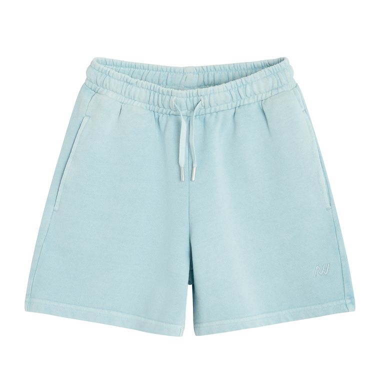 Pantaloni scurti loose albastri din bumbac pieptanat NOWEAR
