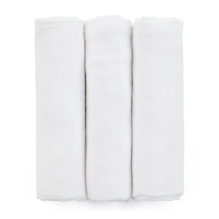 Petite&Mars, Moussy Total White, set de scutece din muselina de bambus, 68-68 cm, 3 buc.