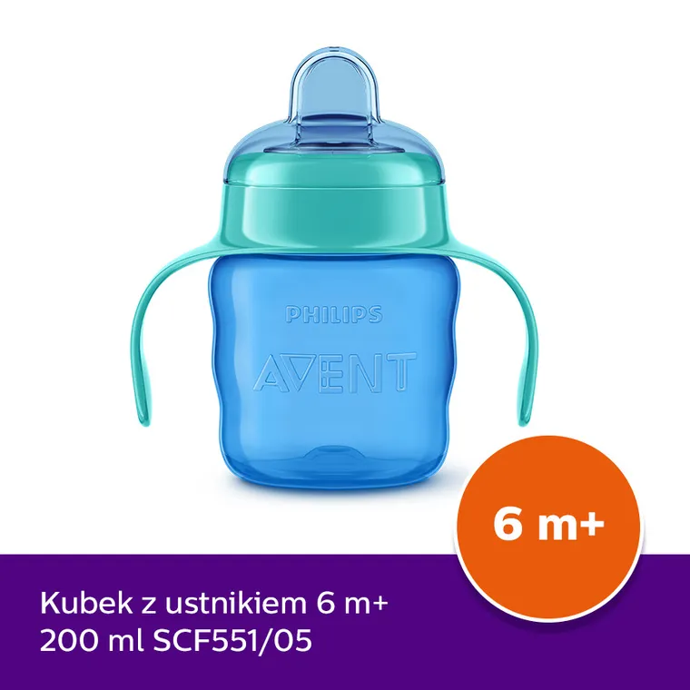 Philips Avent, cana cu tetina de formare, albastru, 6 luni+, 200 ml, SCF551/05