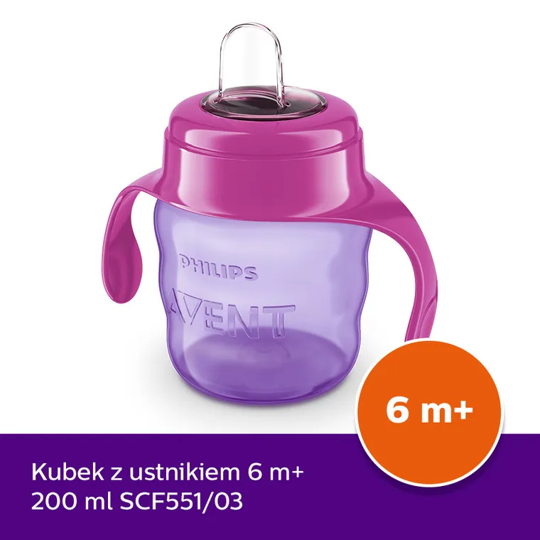 Philips Avent, cana cu tetina de formare, violet, 6 luni+, 200 ml, SCF551/03