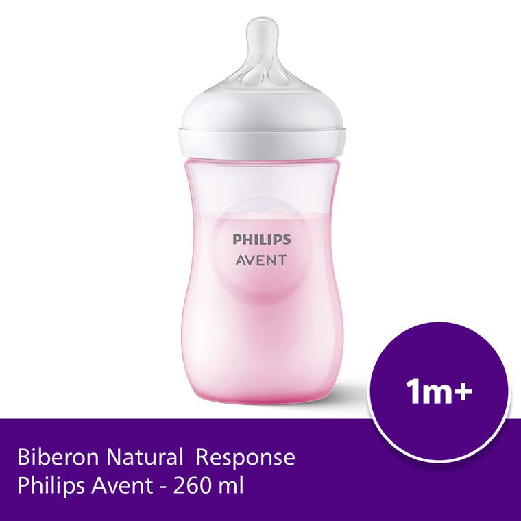 Philips Avent, Natural, Response, biberon, 260 ml, roz, SCY903/11