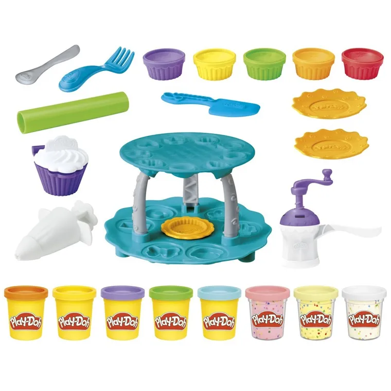 Play-Doh, Cupcake Tower, set creativ, 8 cutie cu plastilina