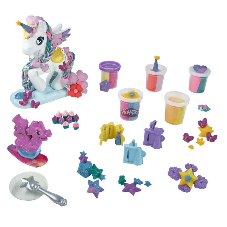 Play-Doh, Magical Stylin' Unicorn, set creativ, 5 cutie cu plastilina