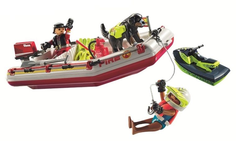 Playmobil, Action Heroes, Barca de pompieri cu jet ski, 71464